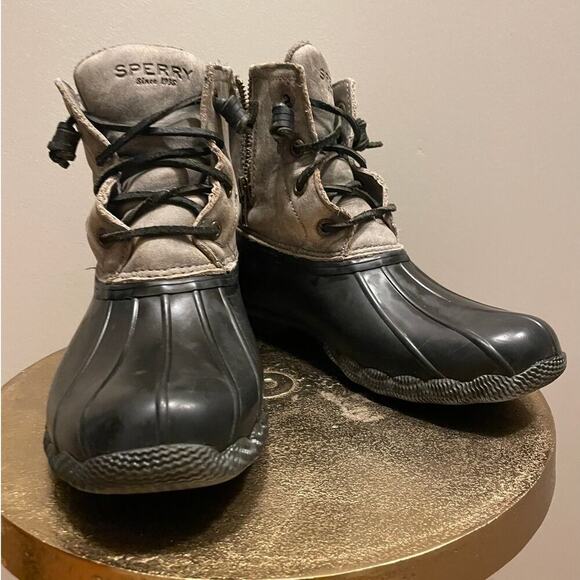 Saltwater Sperry Core Leather Womens Boots | Gray 6.5 Leather Rain Shoe STS81732 - Picture 5 of 9